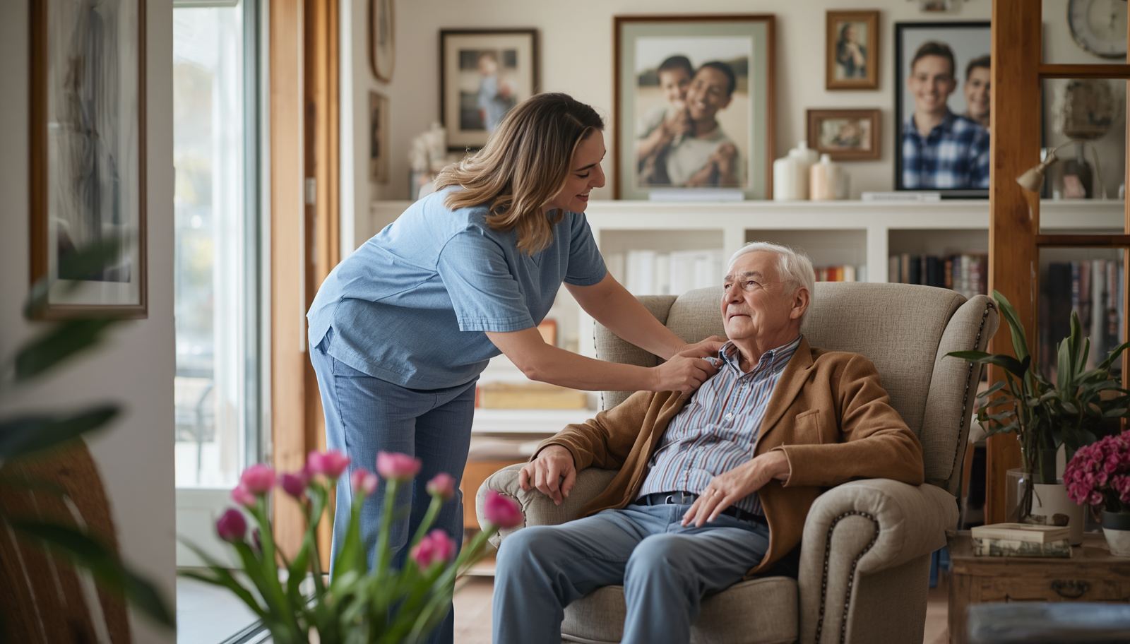 Aquarius Home Care carer supporting a client in Windsor