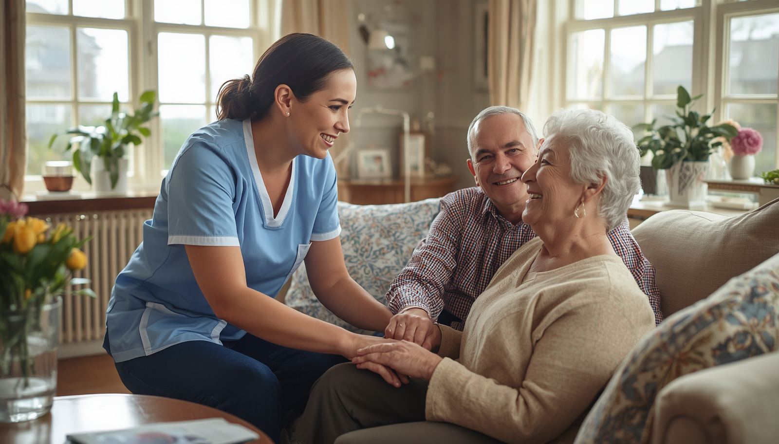 Aquarius carer with a client at home
