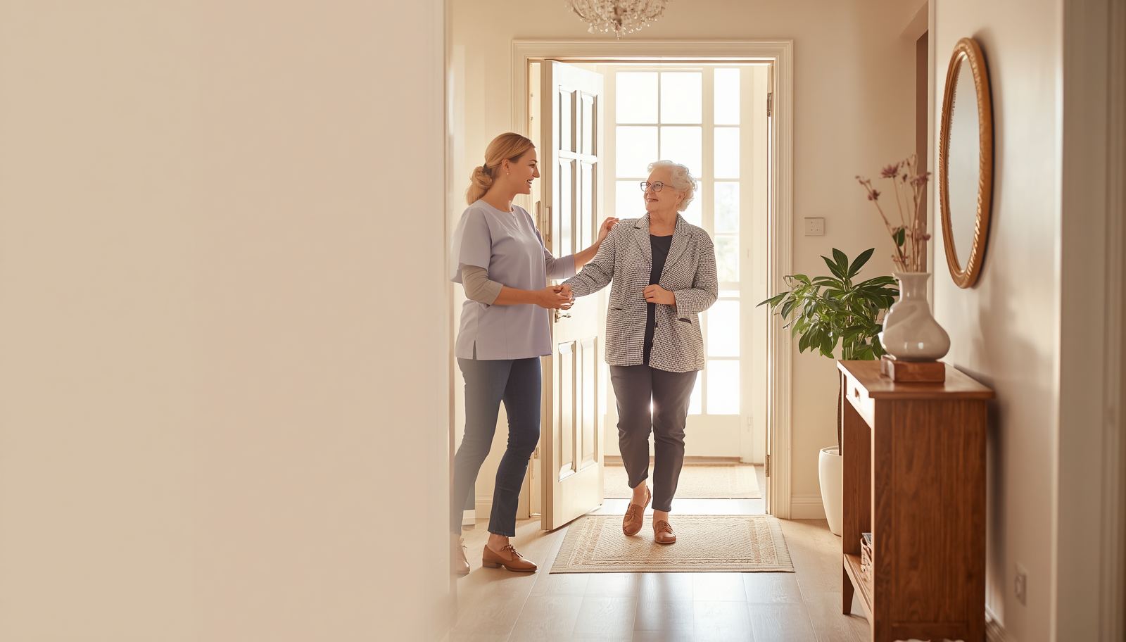 Aquarius carer welcoming a client
